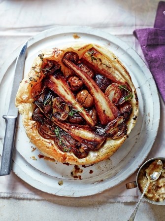 Parsnip & chestnut tarte Tatin