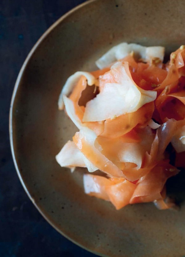 Parsnip and carrot ribboned kraut
