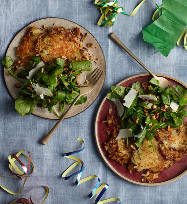 Parsnip and potato rösti with watercress salad
