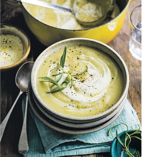 Parsnip, butterbean & rosemary soup with lemon crème fraîche