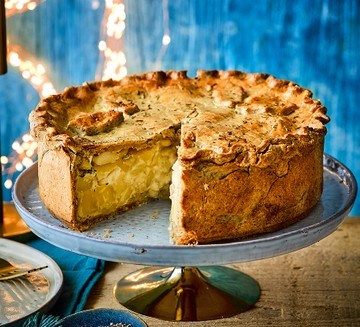 Parsnip, feta & butter bean pie