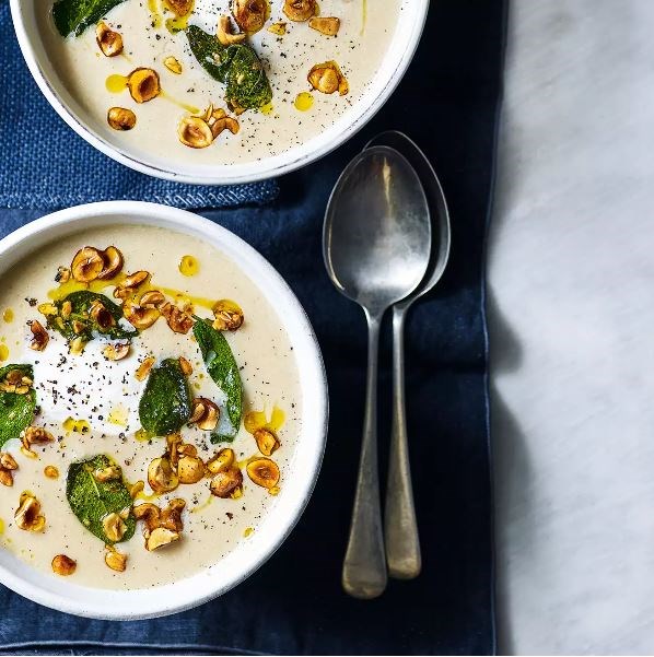 Parsnip, hazelnut and apple soup