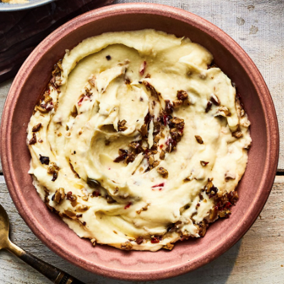Parsnip mash with olive tapenade