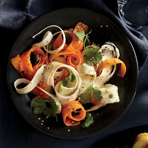 Parsnip ribbons with miso vinaigrette