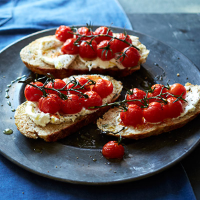 Parsnip soda bread with ricotta & roasted cherry tomatoes