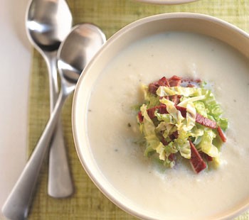 Parsnip soup with corned beef and cabbage