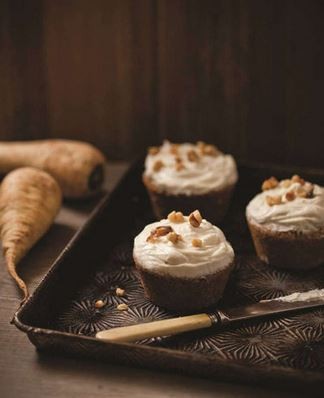 Parsnip spice cupcakes with maple frosting