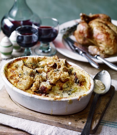Parsnip, spring onion and thyme gratin