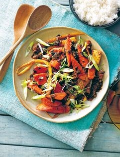 Parsnips and carrots with black bean sauce