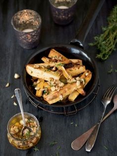 Parsnips with browned butter, hazelnuts and thyme