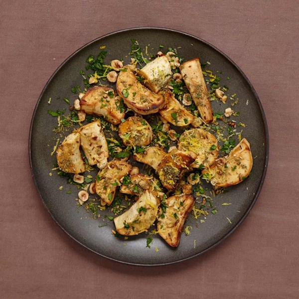 Parsnips with hazelnuts and za'atar