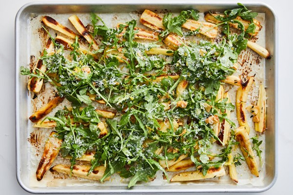 Parsnips with miso and Parmesan