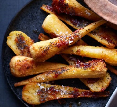 Parsnips with poppy seeds & quince