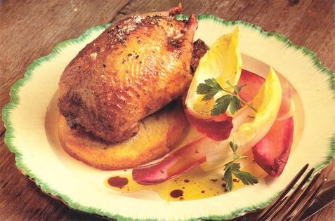 Partridge roasted in vine leaves