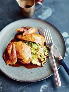 Partridge with cabbage and smoked bacon (Perdrix, choux au lard fumé)