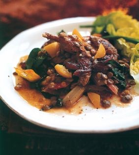 Partridge with lentils and pickled lemons