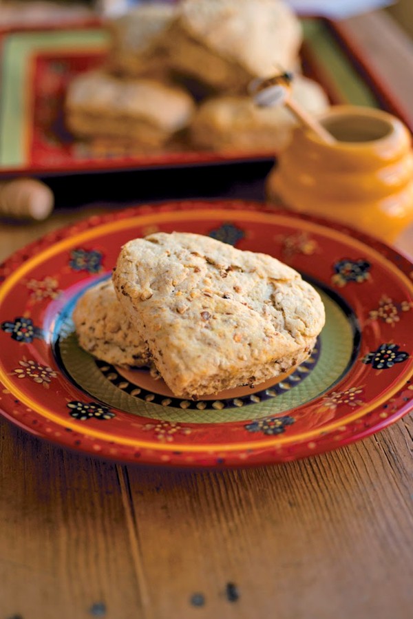Pasilla scones with red chile honey
