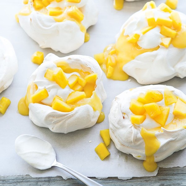 Passion fruit & mango Pavlovas