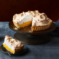 Passion fruit and lemon meringue pie