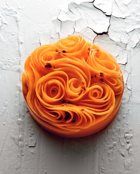 Passion fruit and mango dessert
