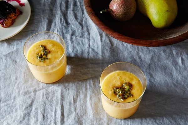 Passion fruit and mango-mint lassi