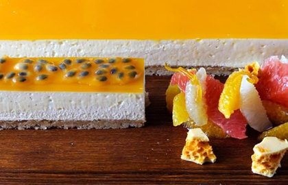 Passion fruit and vanilla cheesecake