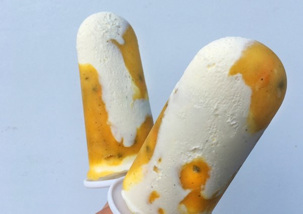 Passion fruit, mango and creme fraiche ‘soleros’