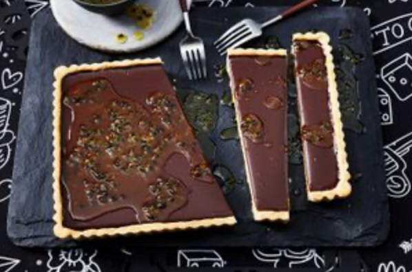 Passionfruit chocolate tart