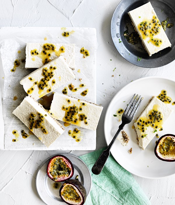 Passionfruit coconut slice