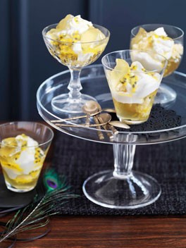 Passionfruit, lime and coconut trifle