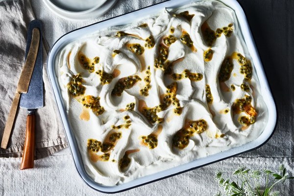 Passionfruit tres leches cake