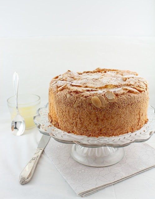 Passover lemon almond sponge cake with warm lemon sauce