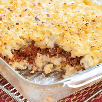 Pasta and ground lamb casserole