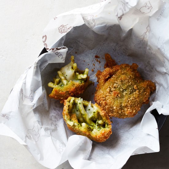 Pasta-and-pesto croquettes