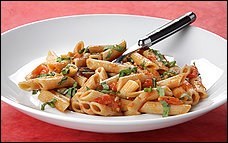 Pasta and tomato with honey mustard sauce