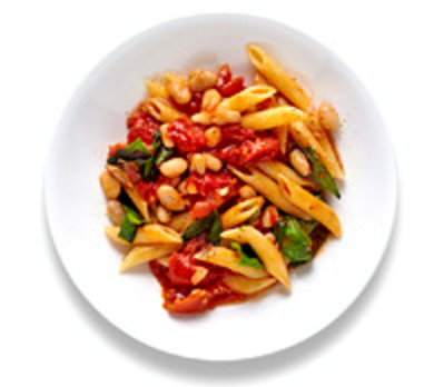 Pasta, beans, and tomatoes