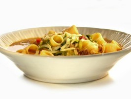 Pasta e fagioli with roasted garlic