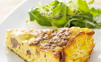 Pasta frittata with sausage and hot peppers
