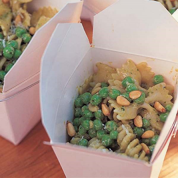 Pasta, pesto, and peas