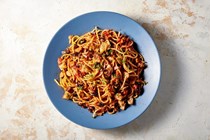Pasta puttanesca with tuna