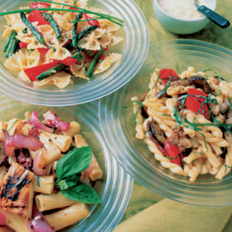 Pasta salad with broccoli and olives