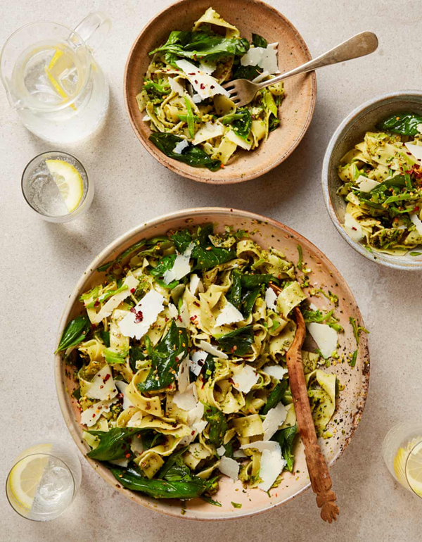 Pasta salad with pecorino and pistachios