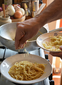 Pasta with anchovy, lemon and breadcrumbs