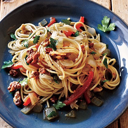 Pasta with anchovy-walnut sauce