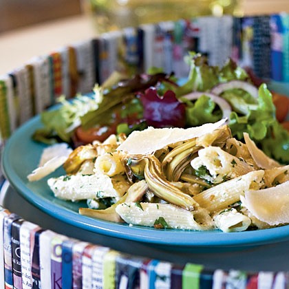 Pasta with artichokes and fresh ricotta
