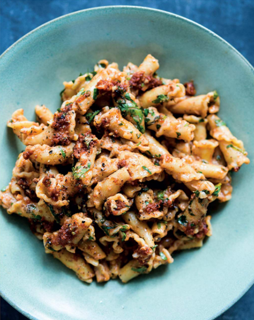 Pasta with browned butter, yogurt and herbs