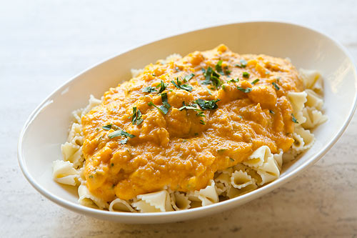Pasta with butternut Parmesan sauce