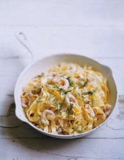 Pasta with fennel and prawns (Tagliatelle con finocchio e gamberoni)