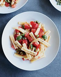 Pasta with fresh puttanesca sauce