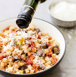 Pasta with lentil-mushroom ragu